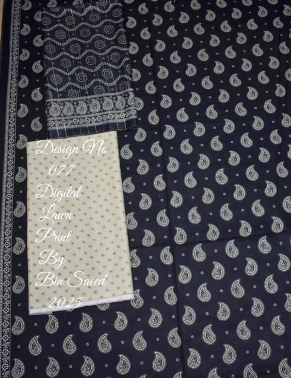 Bin Saeed Unstitched Digital Printed Summer Lawn Collection 2025 - D18 - Image 2