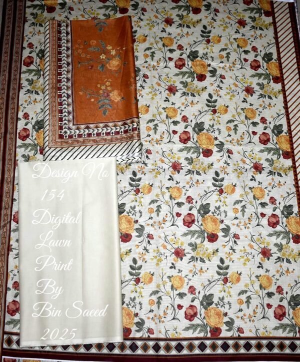 Bin Saeed Unstitched Digital Printed Summer Lawn Collection 2025 - D44