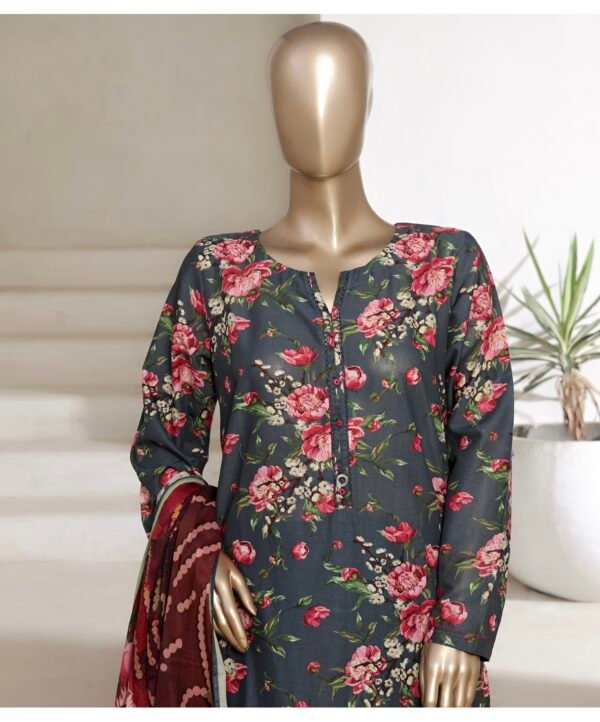 Sadabahar Printed Cotton Lawn Stitched 3 Piece Suit Summer Collection - D1 - Image 3