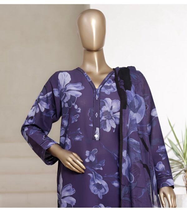 Sadabahar Printed Cotton Lawn Stitched 3 Piece Suit Summer Collection - D2 - Image 3
