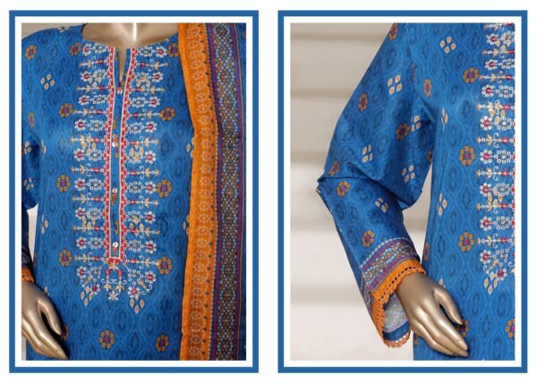 Sadabahar Printed Cotton Lawn Stitched 3 Piece Suit Summer Collection - D4 - Image 3