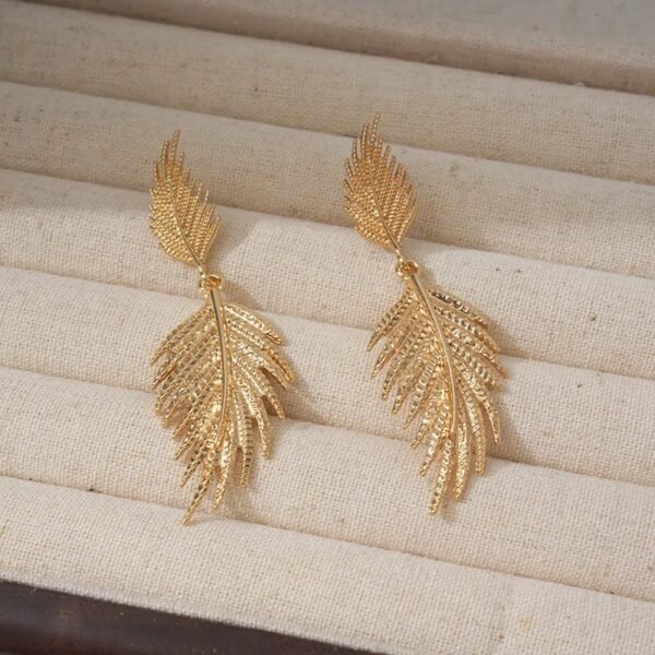 Imported Elegant Leaf Zinc Alloy Earrings – Stylish Nature-Inspired Jewellery for Women - Image 2