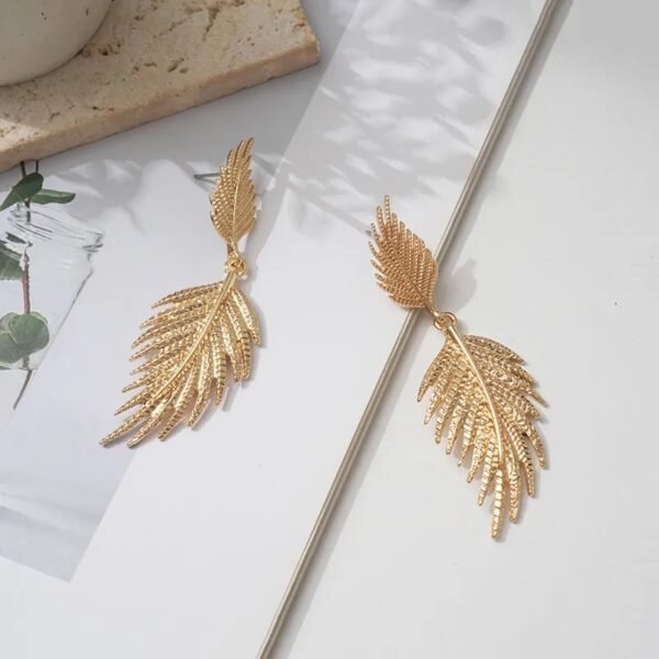 Imported Elegant Leaf Zinc Alloy Earrings – Stylish Nature-Inspired Jewellery for Women - Image 4