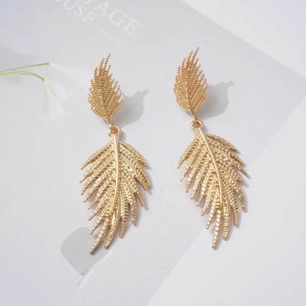 Imported Elegant Leaf Zinc Alloy Earrings – Stylish Nature-Inspired Jewellery for Women - Image 3
