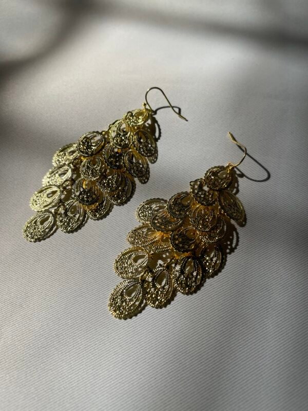 Imported Elegant Gold-Plated Filigree Dangle Earrings – Perfect for Any Occasion