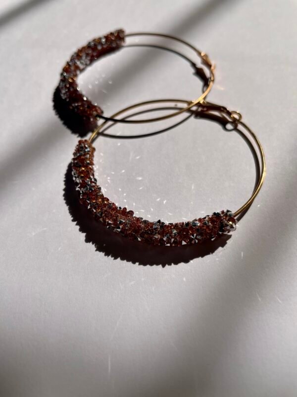 Imported Sparkling Gold Hoop Earrings with Crystal Accents - Image 2