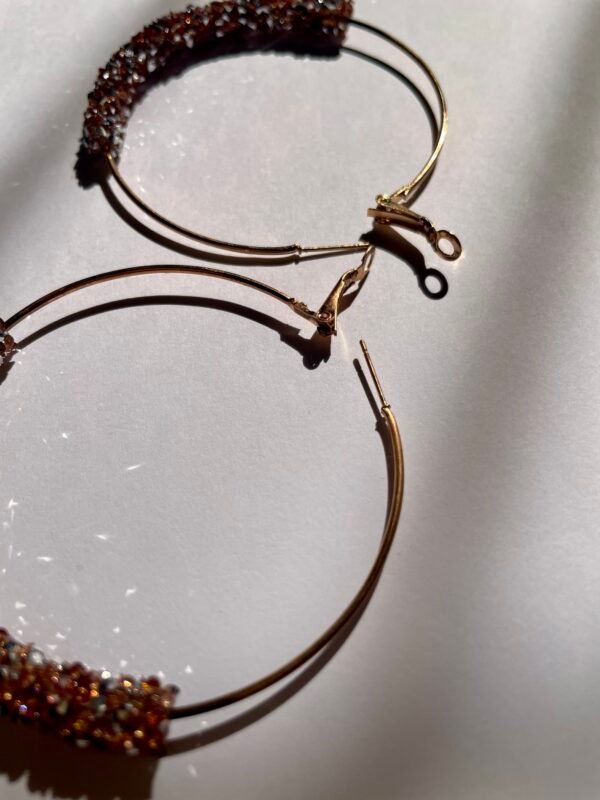 Imported Sparkling Gold Hoop Earrings with Crystal Accents - Image 3