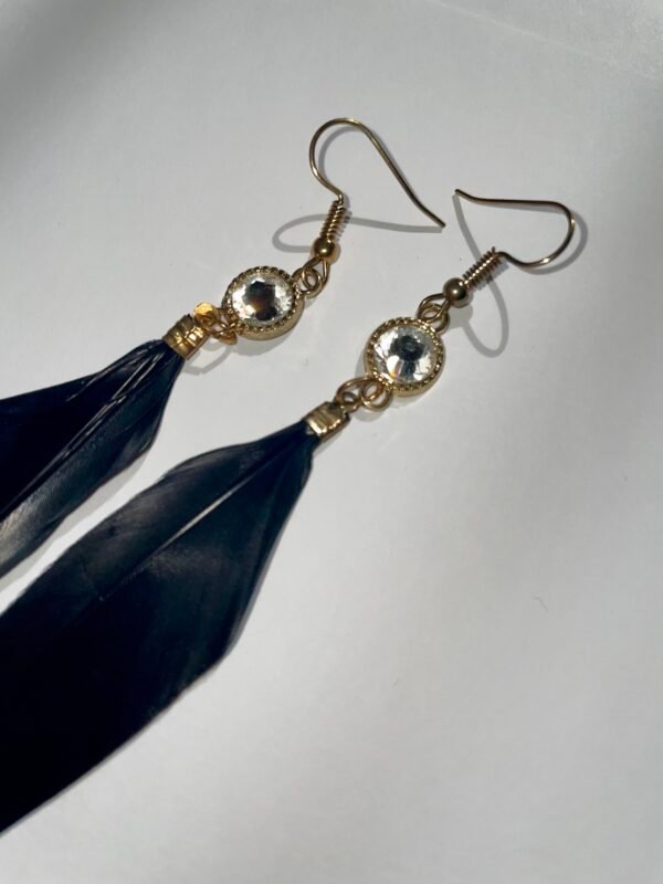 Imported Premium Quality Elegant Black Feather Earrings - Image 2