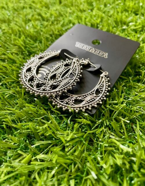 Imported Intricate Silver Hoop Earrings - Stylish and Elegant Jewellery
