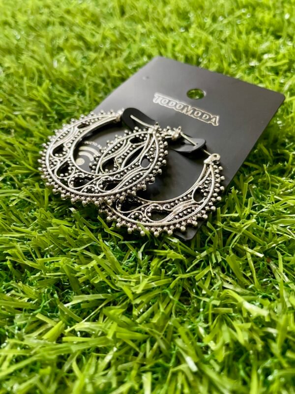 Imported Intricate Silver Hoop Earrings - Stylish and Elegant Jewellery
