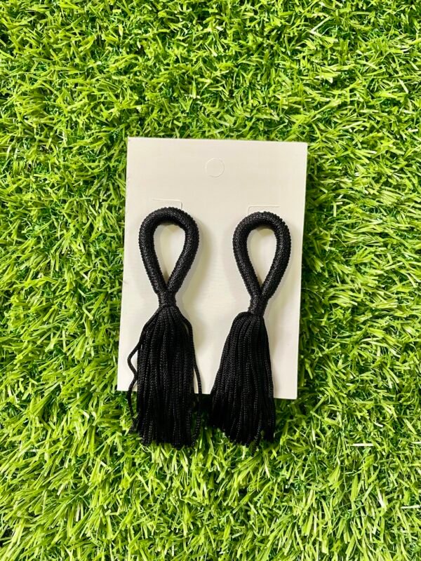 Imported Black Tassel Earrings - Global Style - Image 2