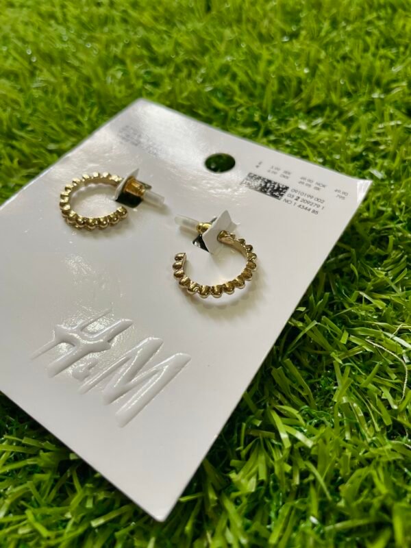 H&M Beaded Hoop Earrings - Golden Sparkle - Image 2