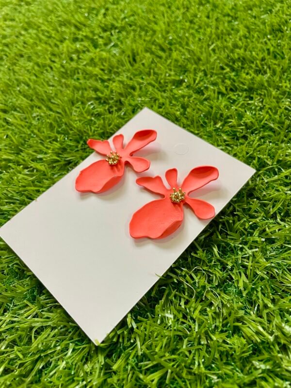 Imported Orange Floral Statement Earrings