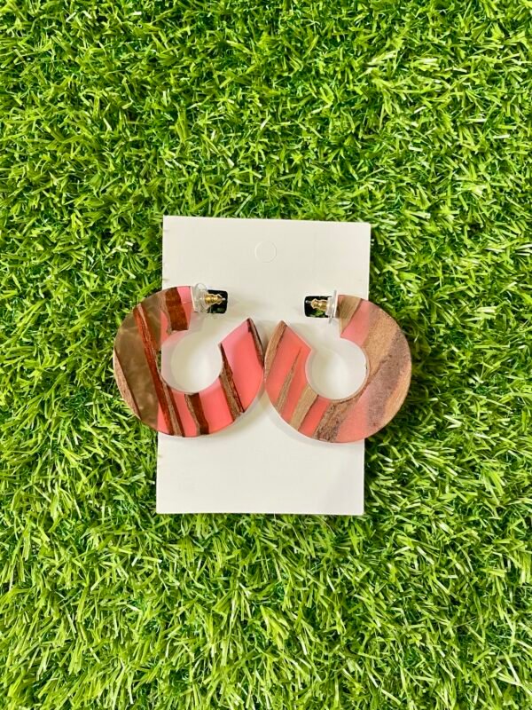 Premium Quality Swirled Resin Hoop Earrings - Image 2