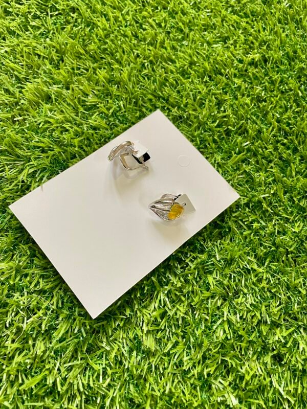 Silver-Tone Leaf-Shaped Earrings with Cubic Zirconia - Image 2