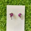 Imported Purple Butterfly Earrings with Crystal Accents