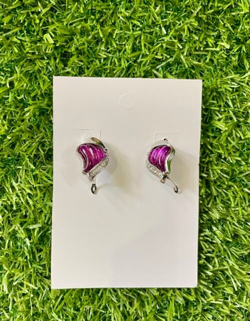 Imported Purple Butterfly Earrings with Crystal Accents