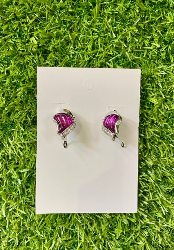 Imported Purple Butterfly Earrings with Crystal Accents
