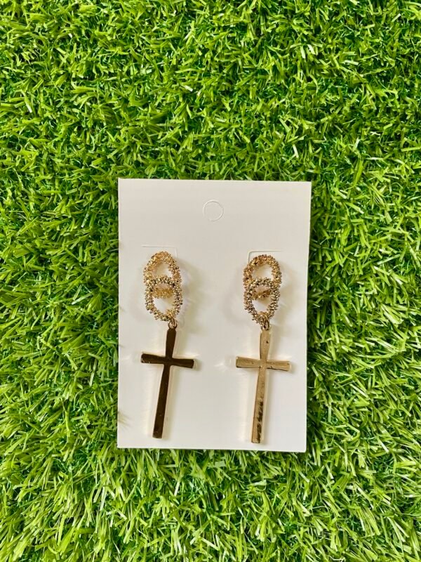 Imported Gold-Tone Cross Drop Earrings for Women