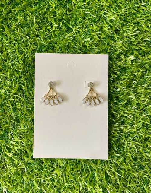 Imported Gold Dangle Earrings with White Beads