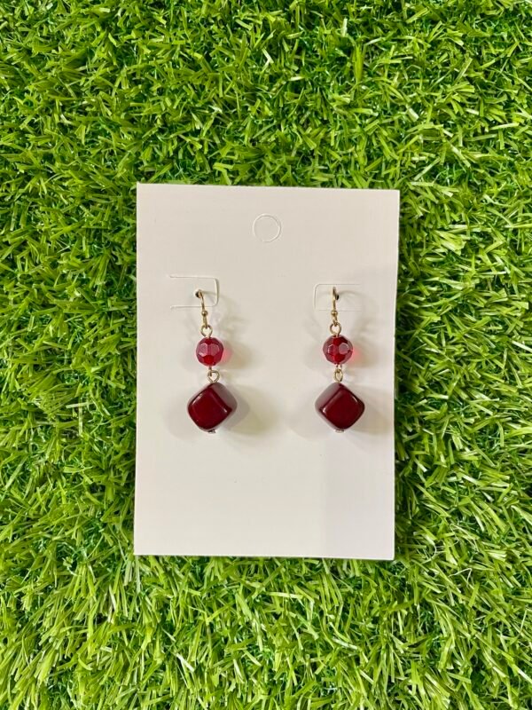 Imported Red Gemstone Earrings for Women - Image 2