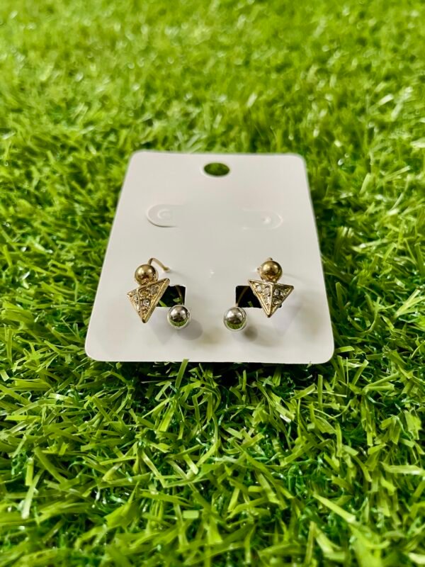 Imported Triangle Stud Earrings with Crystal Accents