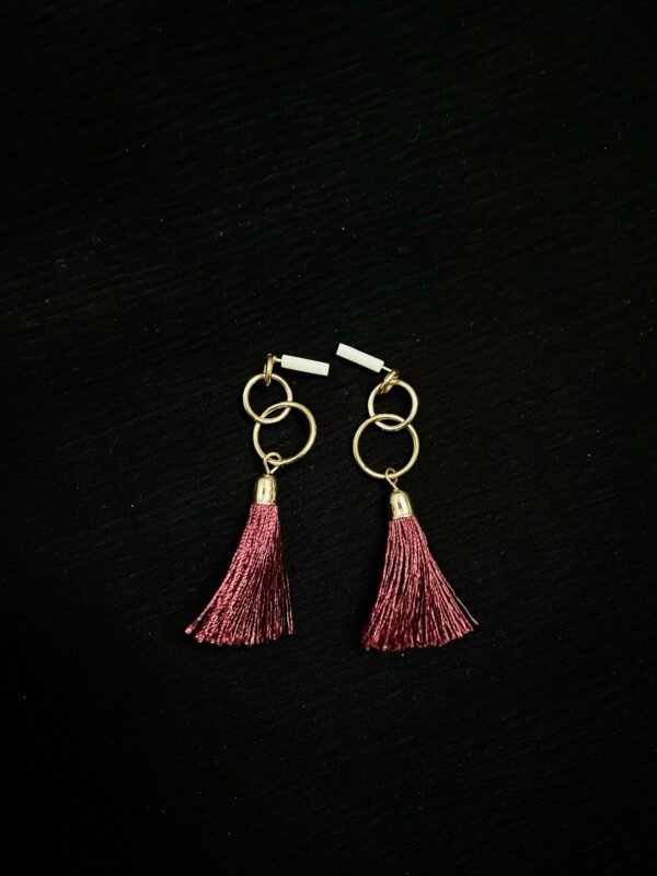 Imported Red Tassel Earrings - Image 2