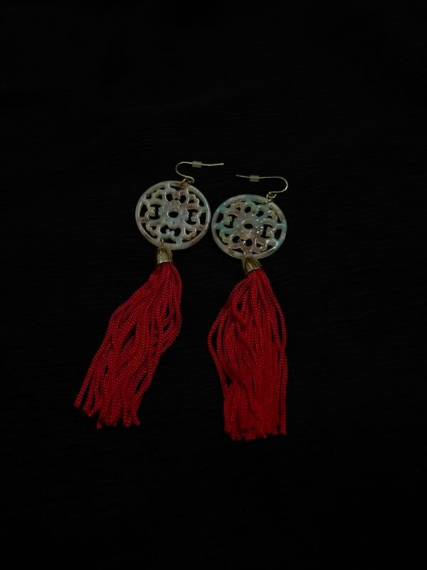 Red Tassel Earrings with Shell for Women - Imported & Stylish - Image 2
