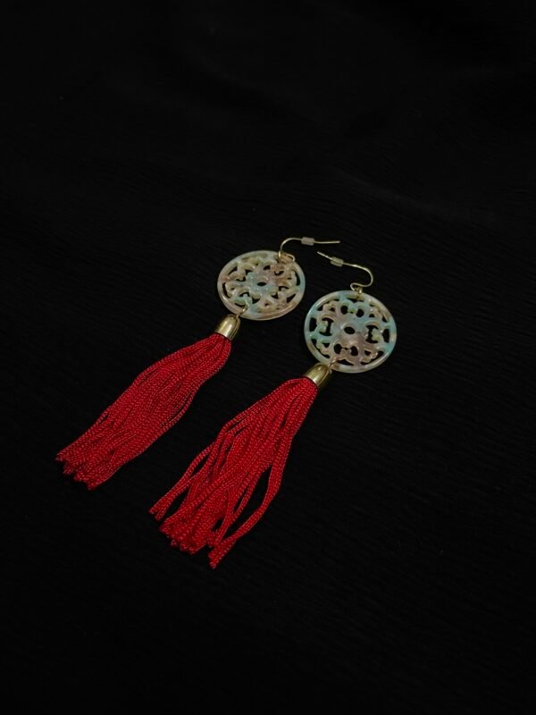 Red Tassel Earrings with Shell for Women - Imported & Stylish