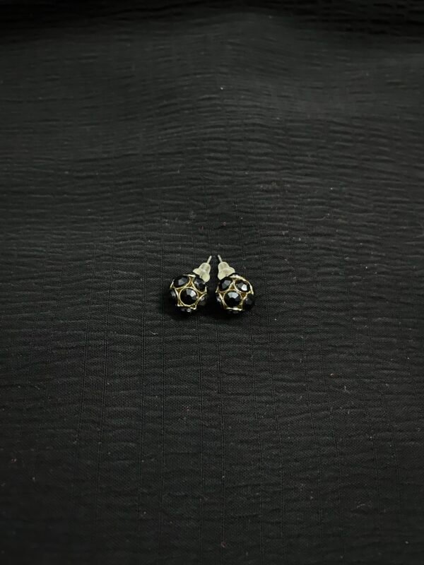 Black Rhinestone Stud Earrings - Image 2