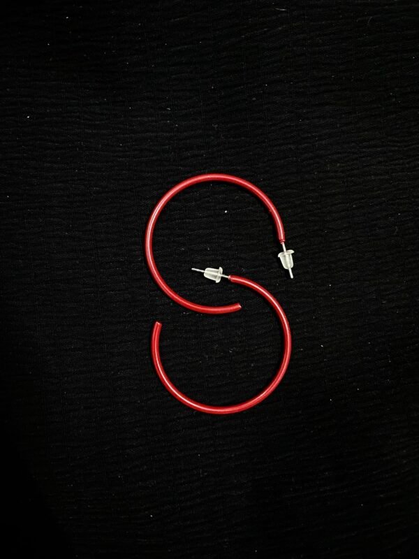 Imported Red Hoop Earrings - Fashion Jewelry - Image 3