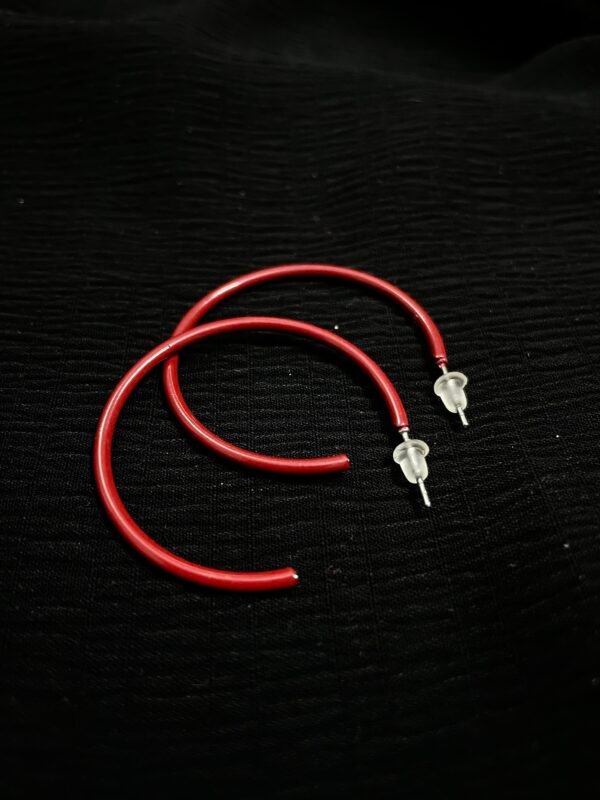 Imported Red Hoop Earrings - Fashion Jewelry - Image 2