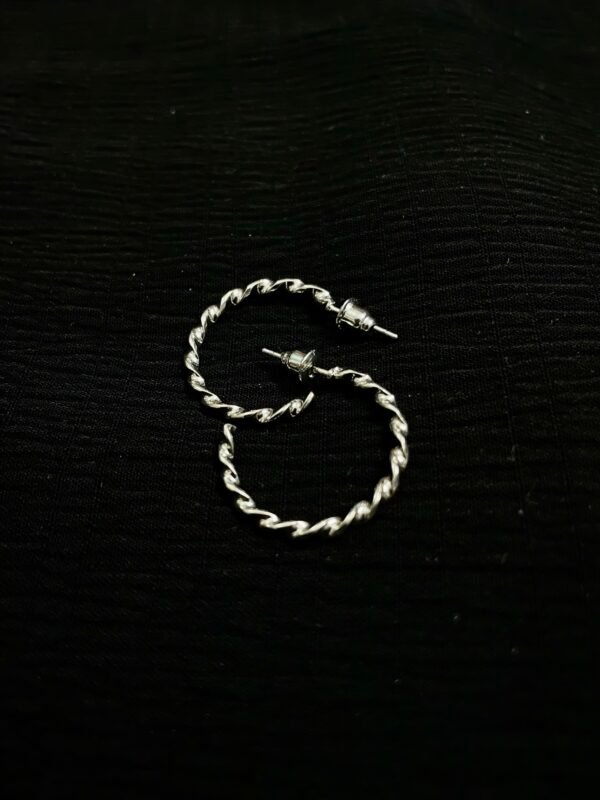 Imported Silver-Tone Twisted Hoop Earrings - Image 3