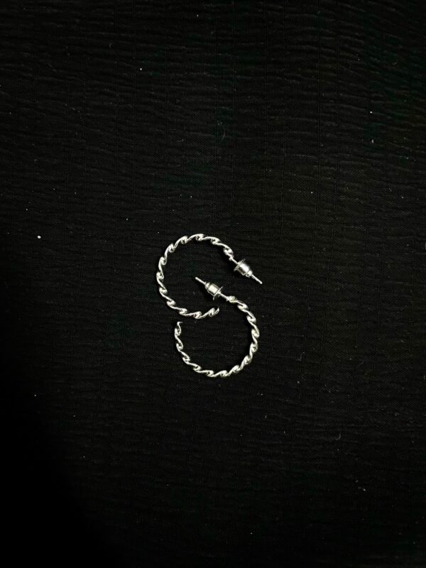 Imported Silver-Tone Twisted Hoop Earrings - Image 2