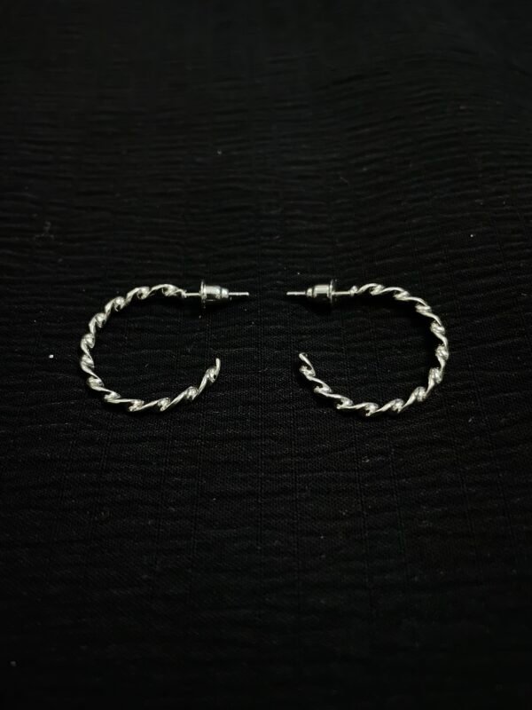 Imported Silver-Tone Twisted Hoop Earrings