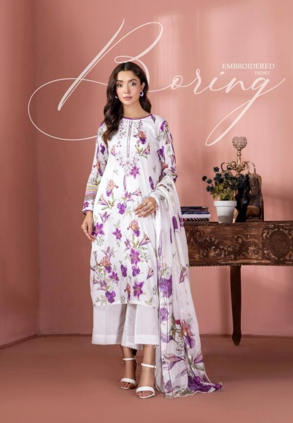 BANAFSHA by Gull Jee - Embroidered Unstitched 3 Piece Lawn Collection'25 - A01