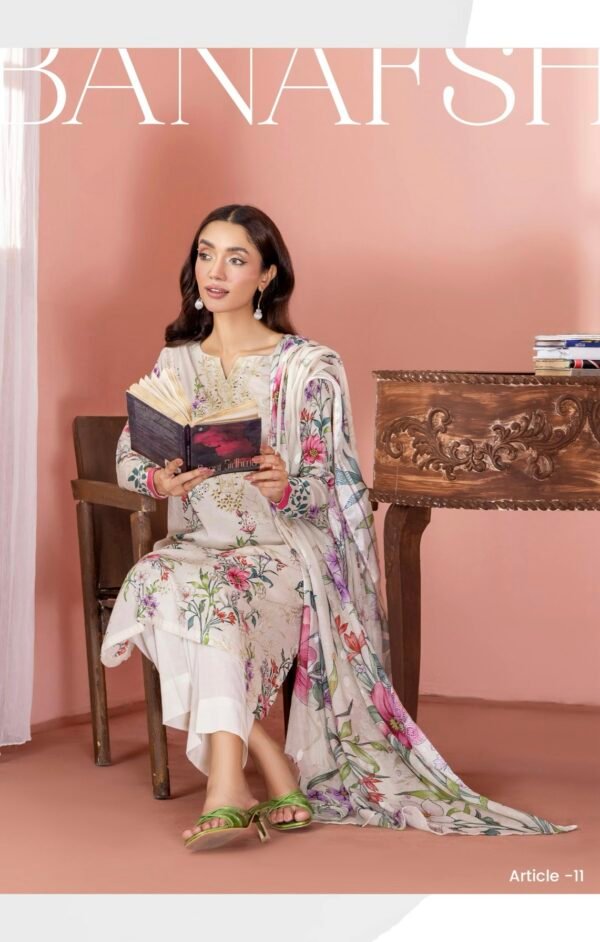 BANAFSHA by Gull Jee - Embroidered Unstitched 3 Piece Lawn Collection'25 - A11 - Image 3