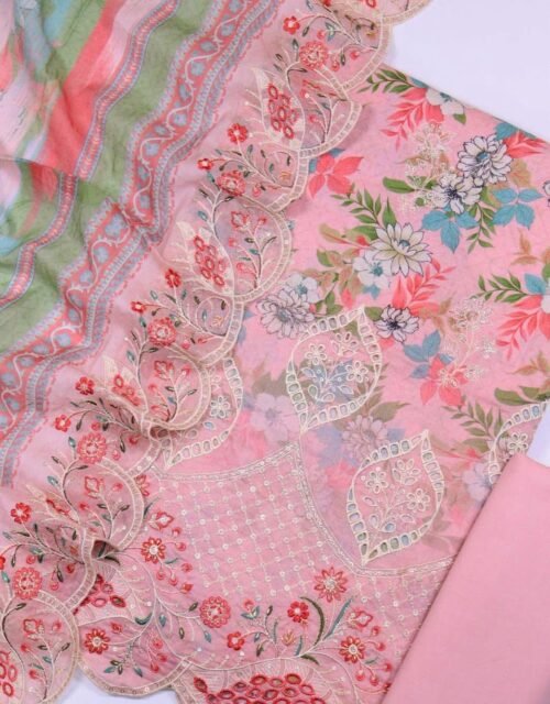 Bin Saeed Embroidered Chikankari Lawn Unstitched 3 Piece Summer Collection - D1