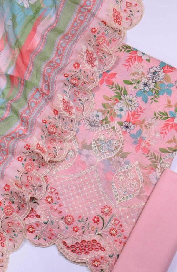 Bin Saeed Embroidered Chikankari Lawn Unstitched 3 Piece Summer Collection - D1