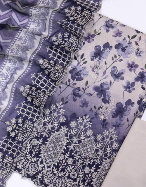 Bin Saeed Embroidered Chikankari Lawn Unstitched 3 Piece Summer Collection - D2