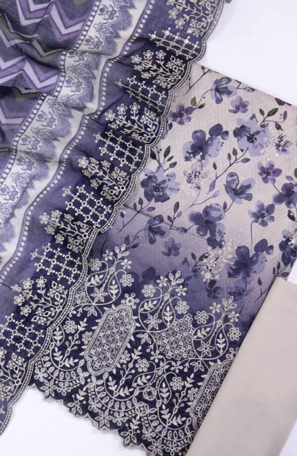 Bin Saeed Embroidered Chikankari Lawn Unstitched 3 Piece Summer Collection - D2