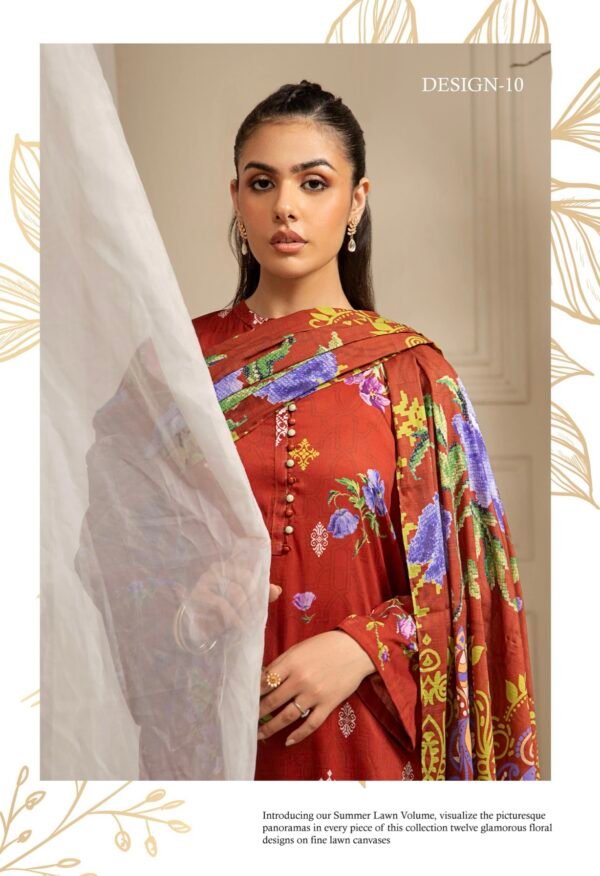 VINTaGE FLaIR By Gull Jee - Unstitched 3 Piece Lawn Collection VOL-01 / EDIT 25 - D10 - Image 3
