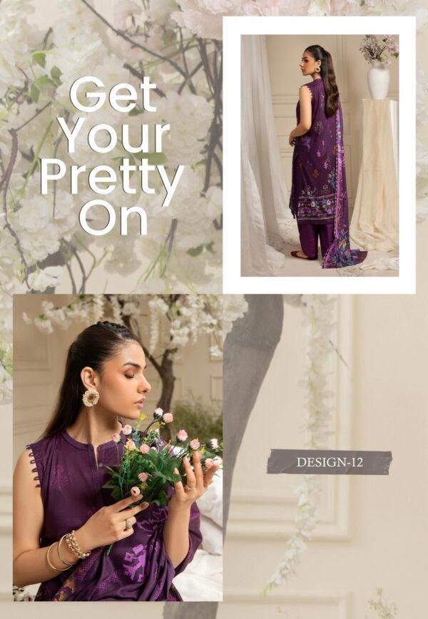 VINTaGE FLaIR By Gull Jee - Unstitched 3 Piece Lawn Collection VOL-01 / EDIT 25 - D12 - Image 2