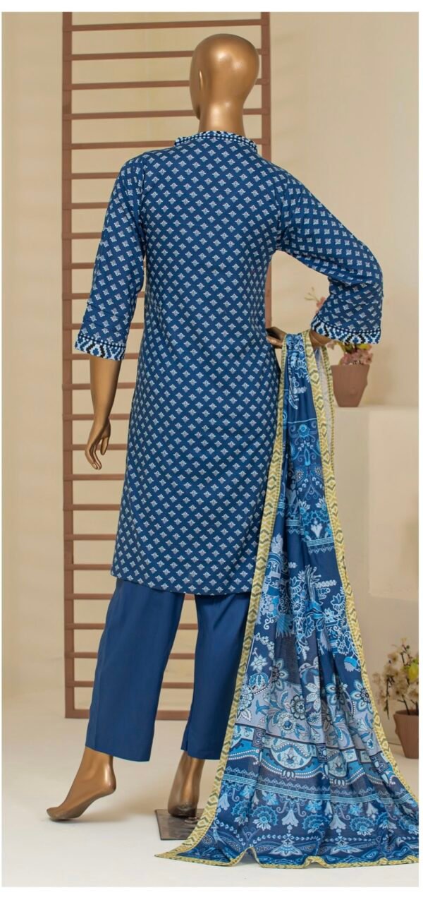 BAU-G Stitched 3Pcs Printed Lawn Collection - Blue - Image 2