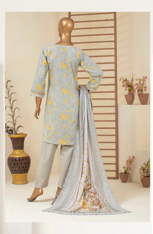 BAU-G Stitched 3Pcs Printed Lawn Collection - Cream - Image 2