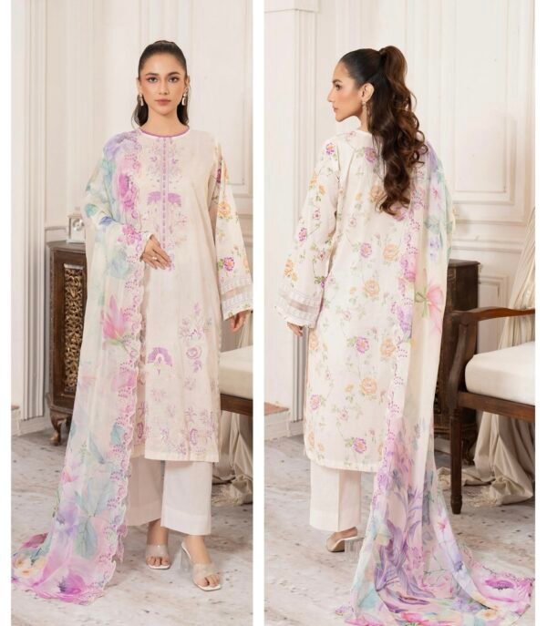 Premium MORJA By Gull Jee - Unstitched 3 Piece Embroidered Chickankari Lawn VOLUME-08 | EDIT'25 - A3