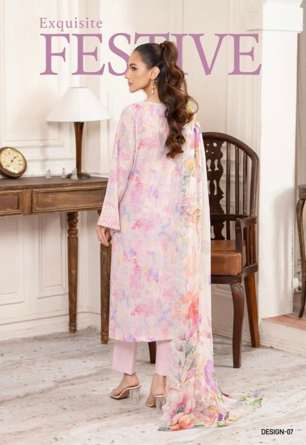 Premium MORJA By Gull Jee - Unstitched 3 Piece Embroidered Chickankari Lawn VOLUME-08 | EDIT'25 - A7 - Image 2
