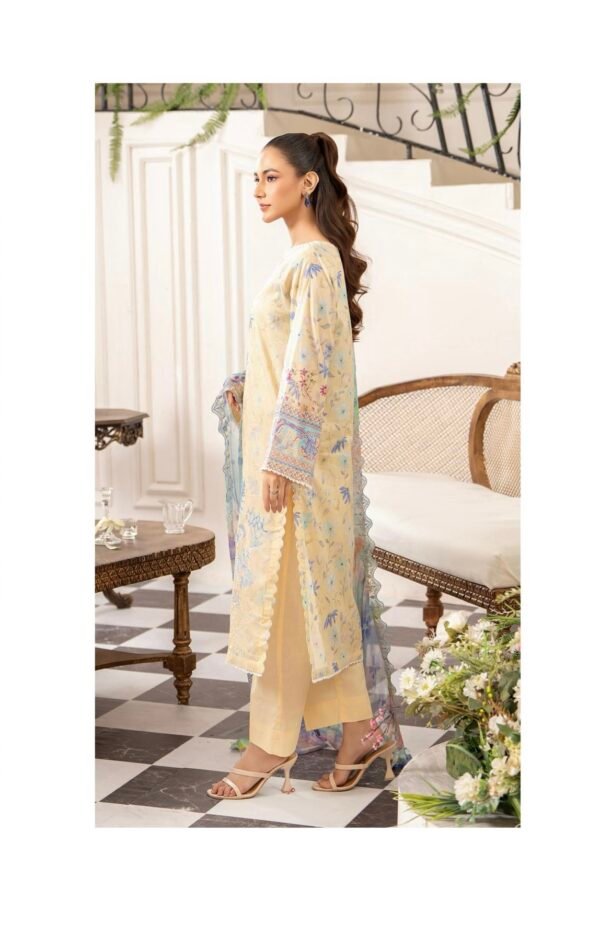 Premium MORJA By Gull Jee - Unstitched 3 Piece Embroidered Chickankari Lawn VOLUME-08 | EDIT'25 - A8 - Image 3