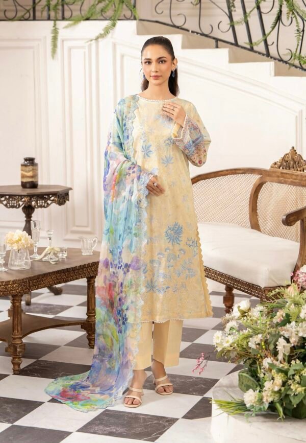 Premium MORJA By Gull Jee - Unstitched 3 Piece Embroidered Chickankari Lawn VOLUME-08 | EDIT'25 - A8