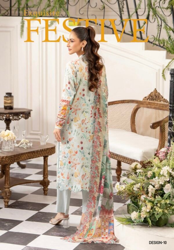 Premium MORJA By Gull Jee - Unstitched 3 Piece Embroidered Chickankari Lawn VOLUME-08 | EDIT'25 - A10 - Image 2